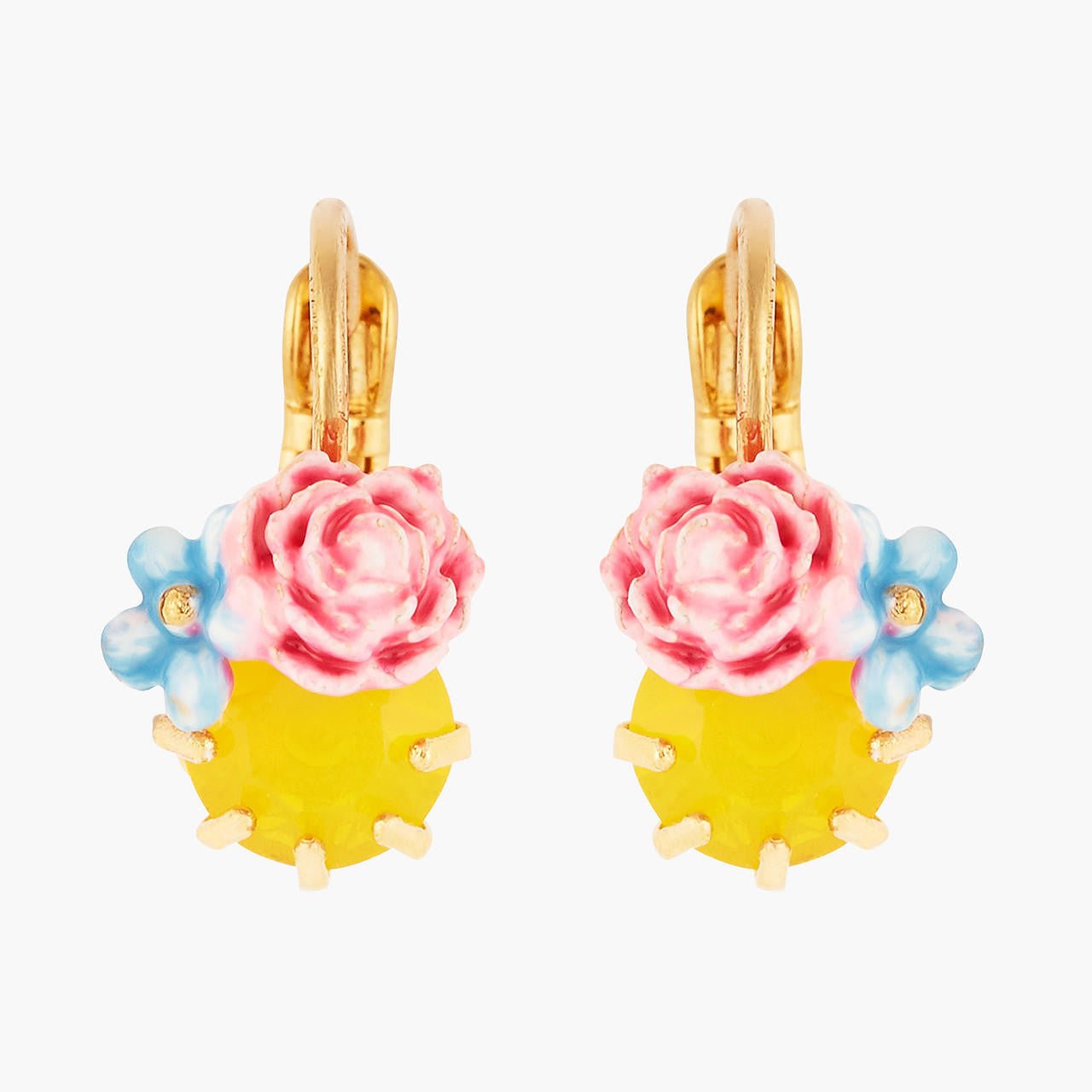 Peony And Faceted Crystal Earrings | ANLA1021 - Les Nereides