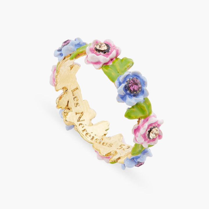 Pink And Blue Flower Crown Ring | ARPF6031 - Les Nereides