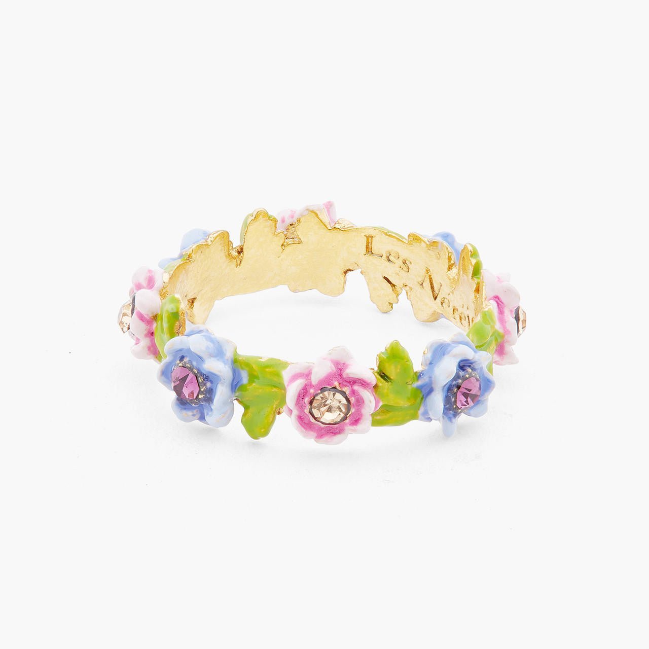 Pink And Blue Flower Crown Ring | ARPF6031 - Les Nereides