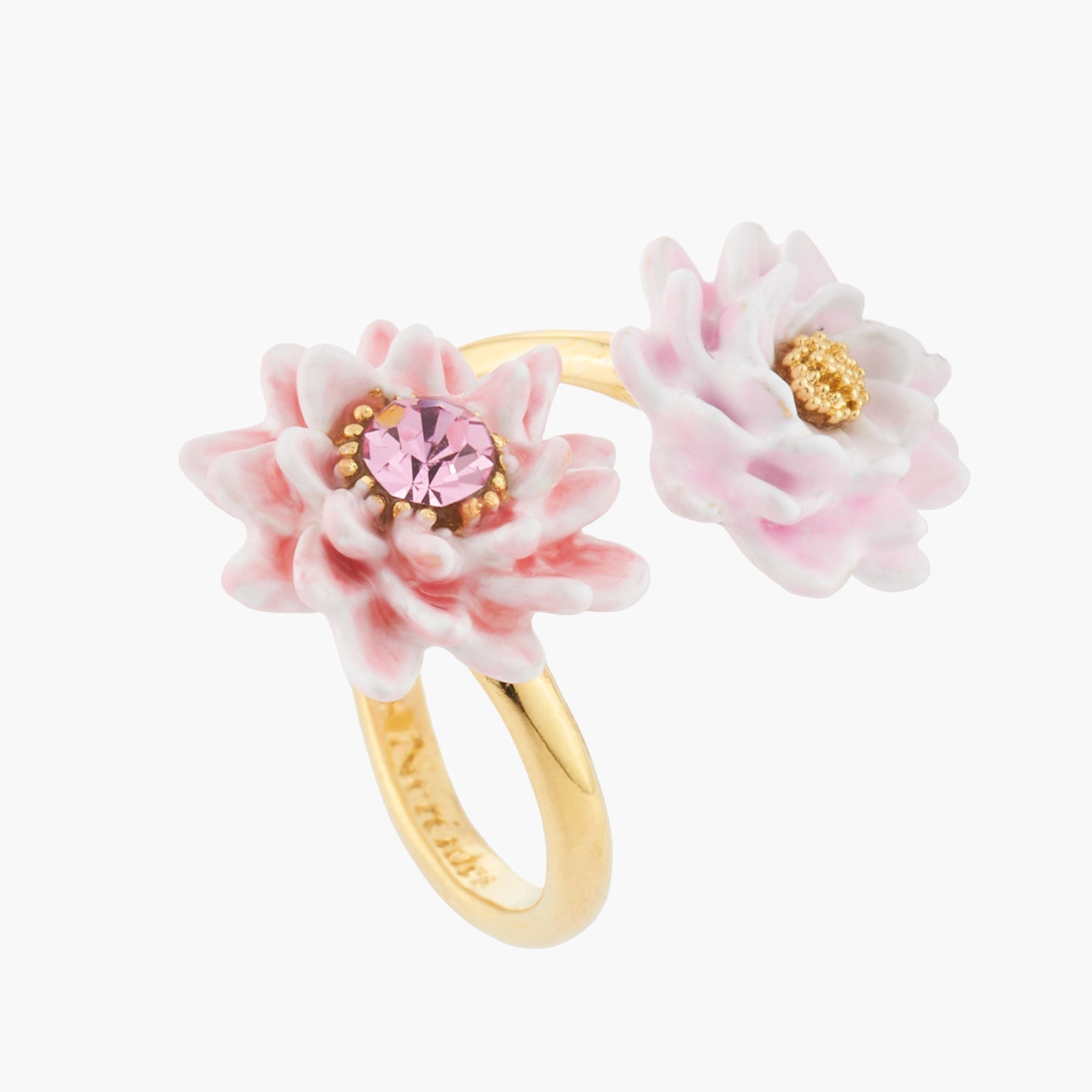 Pink And Golden Water Lilies Adjustable Rings | AKCY601 - Les Nereides