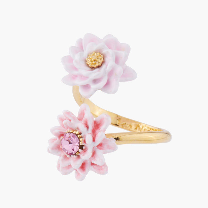 Pink And Golden Water Lilies Adjustable Rings | AKCY601 - Les Nereides