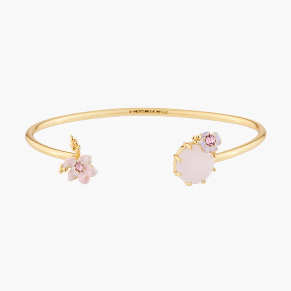 Pink And Pale Violet Flowers On A Pink Tone Bangle Bracelet | Akjv203/11 - Les Nereides