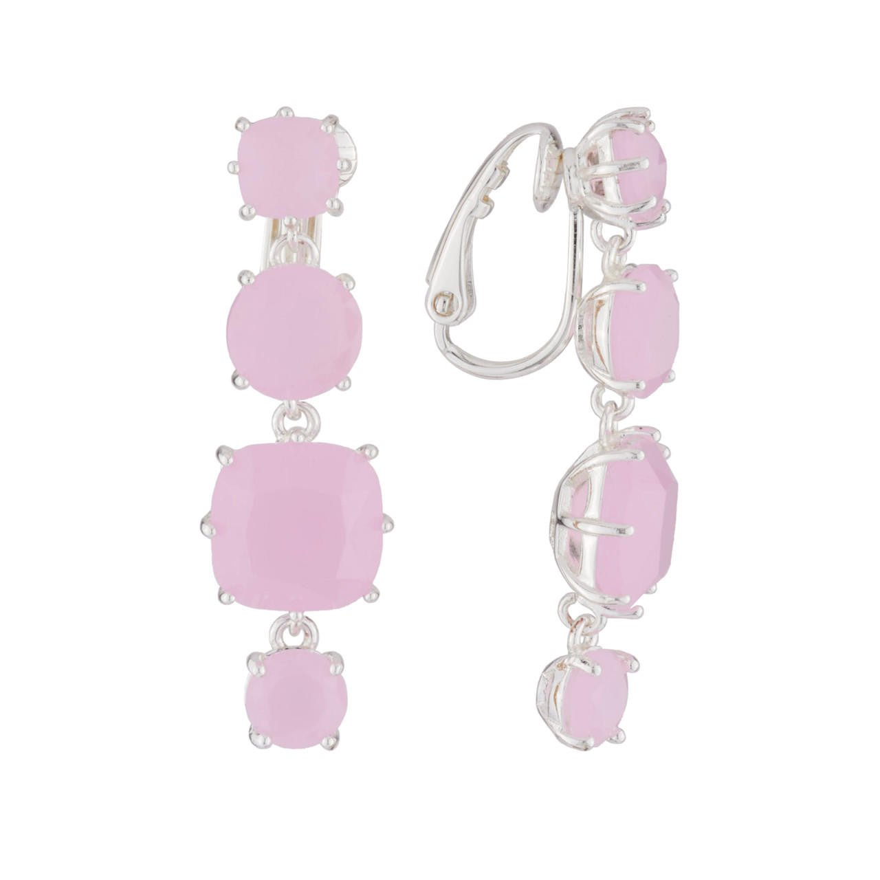 Pink And Silver 4 Stones La Diamantine Earrings | AJLD1202 - Les Nereides