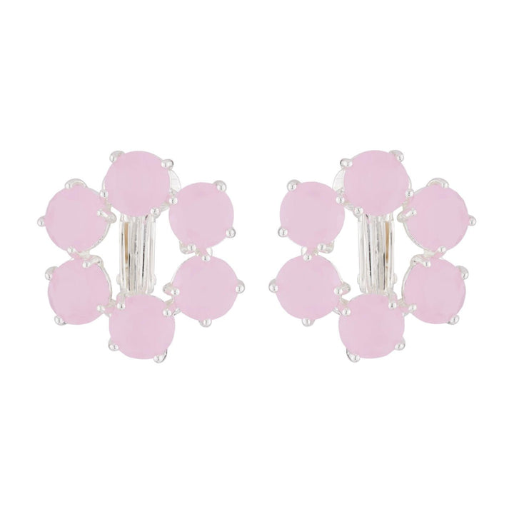 Pink And Silver 6 Stones La Diamantine Creoles Earrings | AJLD1422 - Les Nereides