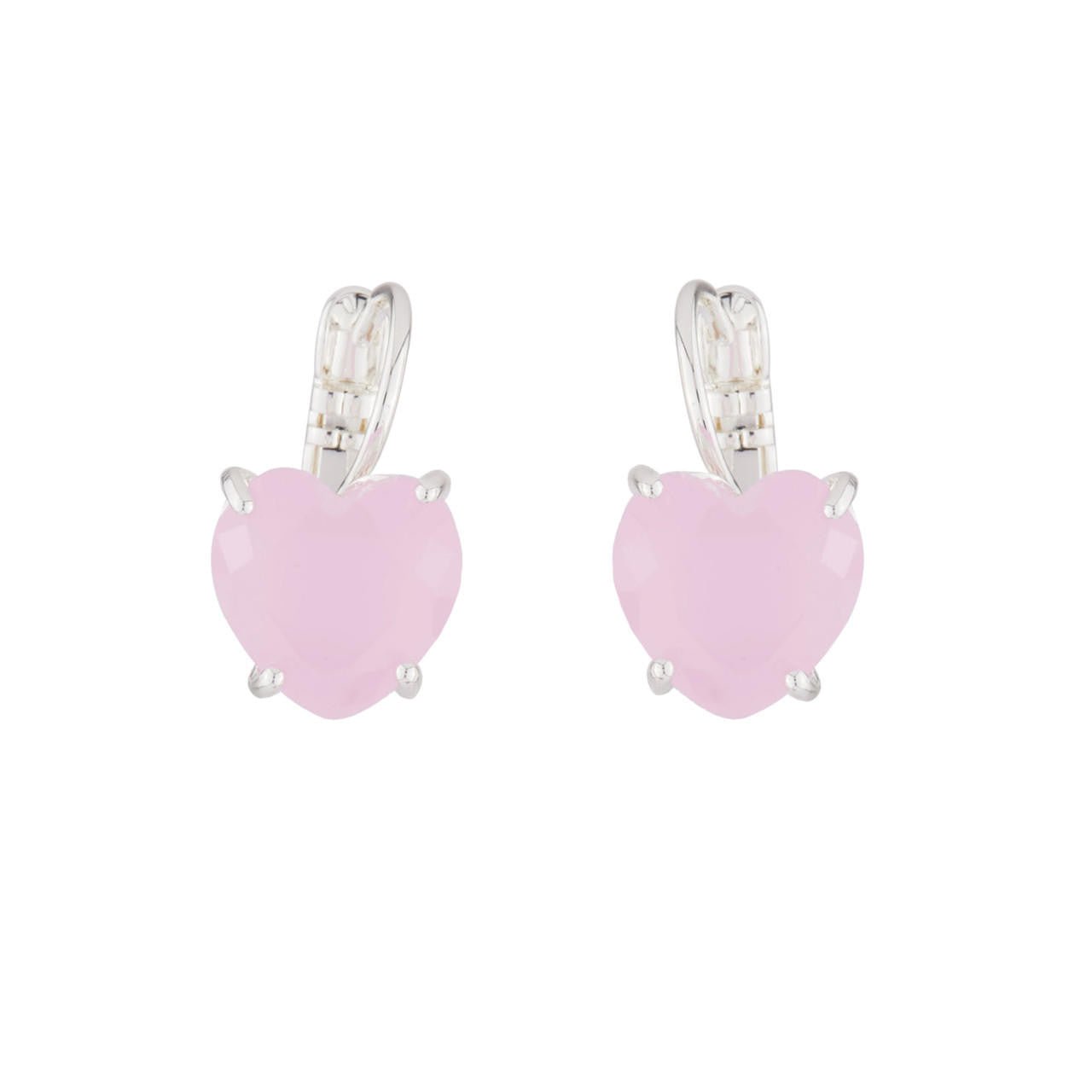 Pink And Silver Hearthstone La Diamantine Dormeuses Earrings | AJLD1452 - Les Nereides