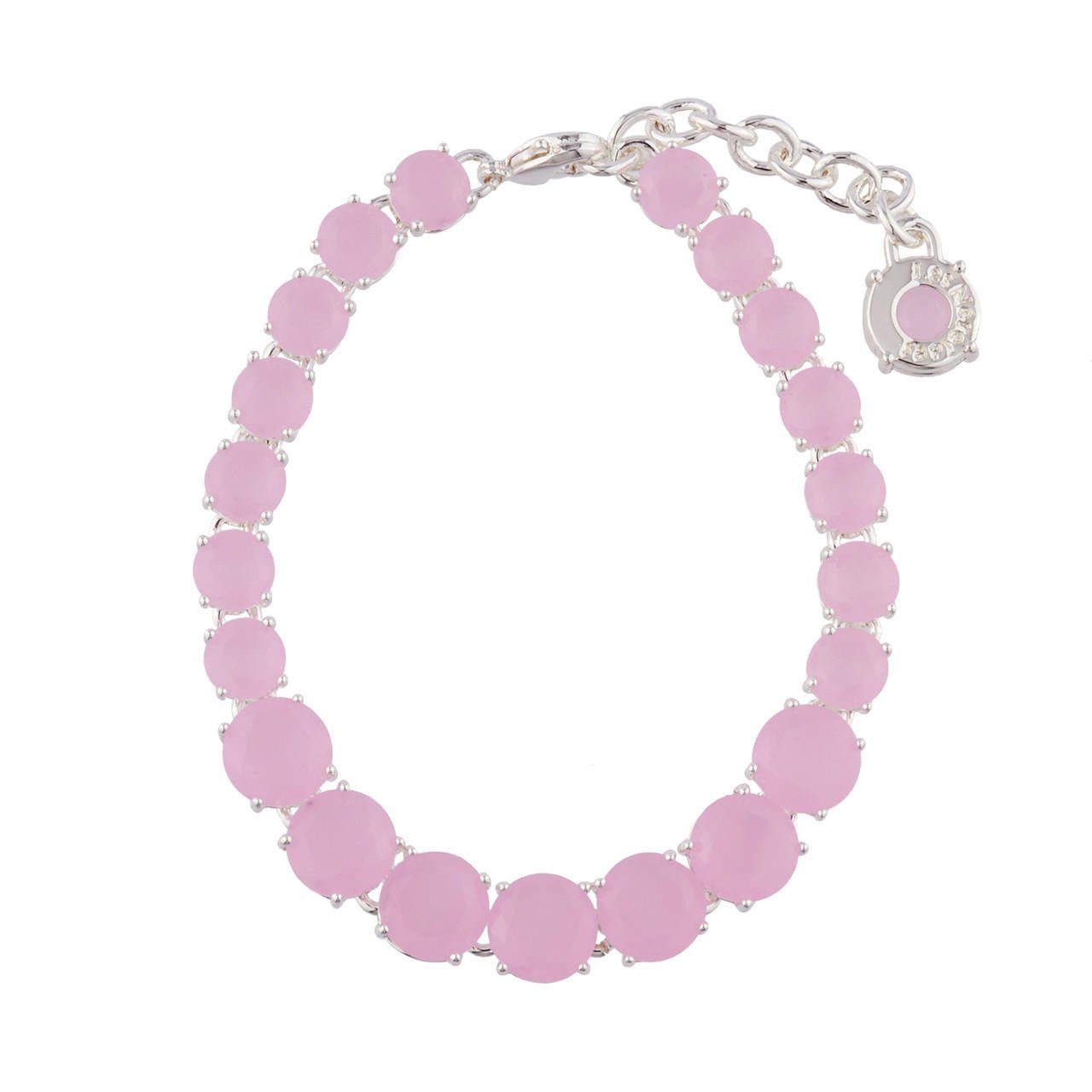 Pink And Silver One Row La Diamantine Luxurious Bracelet | Ajld2522 - Les Nereides