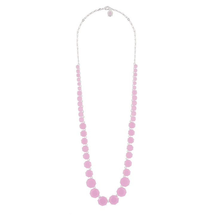 Pink And Silver Round Stones And Chain La Diamantine Long Necklace | Ajld3512 - Les Nereides