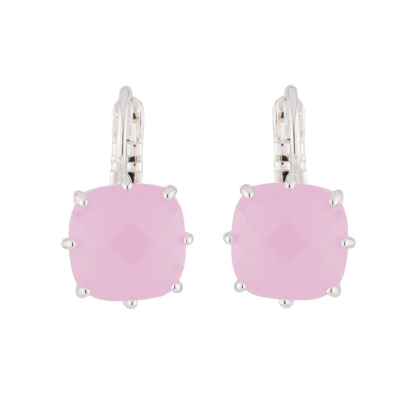 Pink And Silver Square Stone La Diamantine Earrings | AJLD1012 - Les Nereides