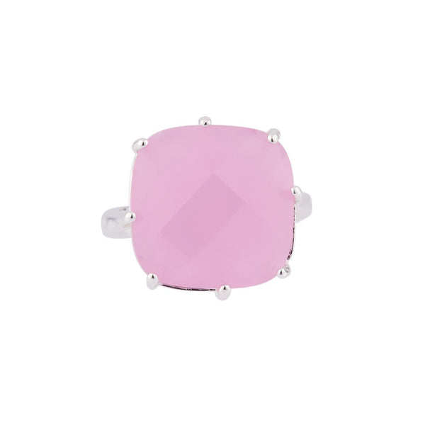 Pink And Silver Square Stone La Diamantine Solitaire Rings | Ajld602/21 - Les Nereides