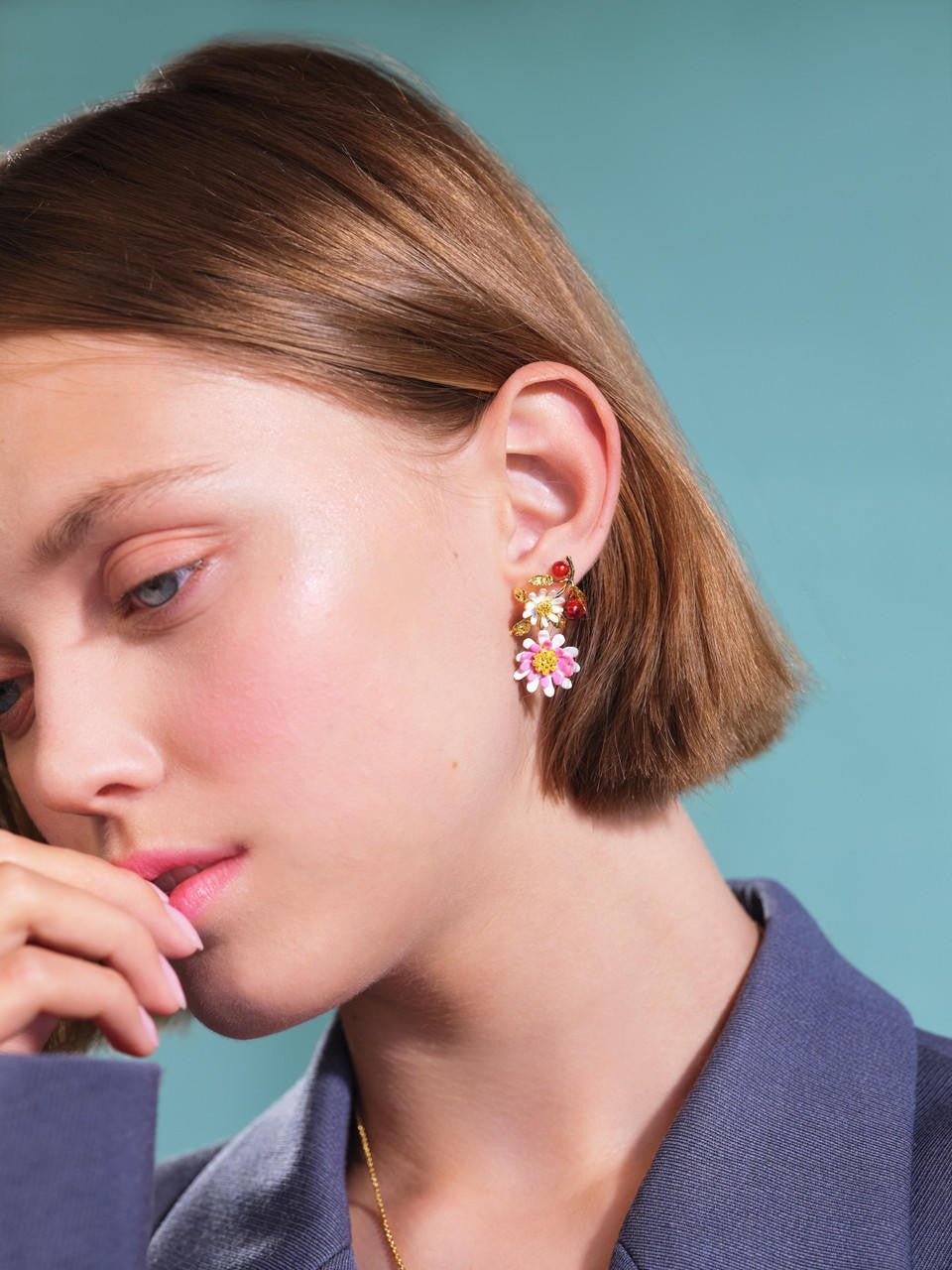 Pink and white anemone earrings | AQHC1021 - Les Nereides