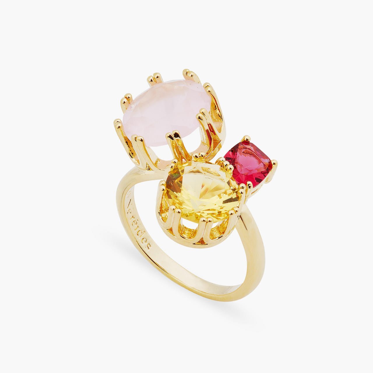 Pink And Yellow Stones You And Me Ajustable Ring | ARCL6041 - Les Nereides
