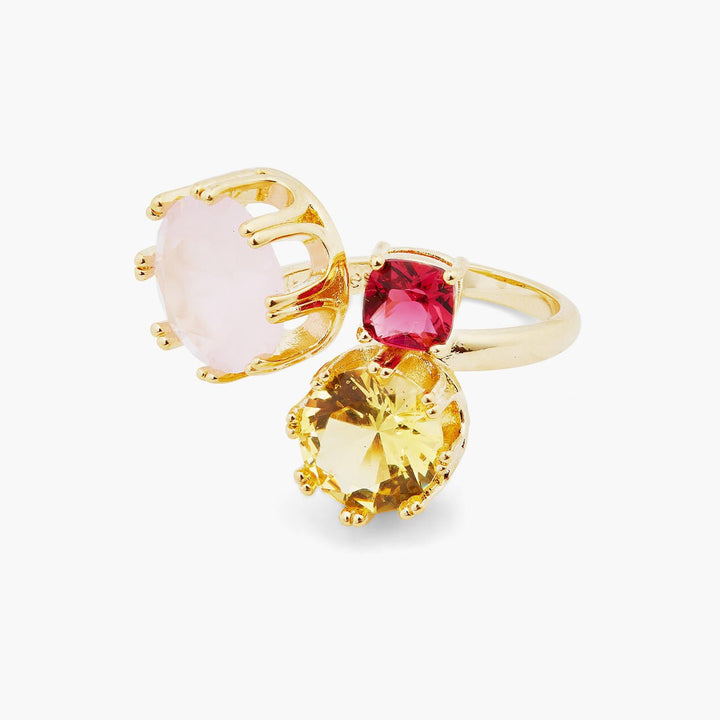Pink And Yellow Stones You And Me Ajustable Ring | ARCL6041 - Les Nereides