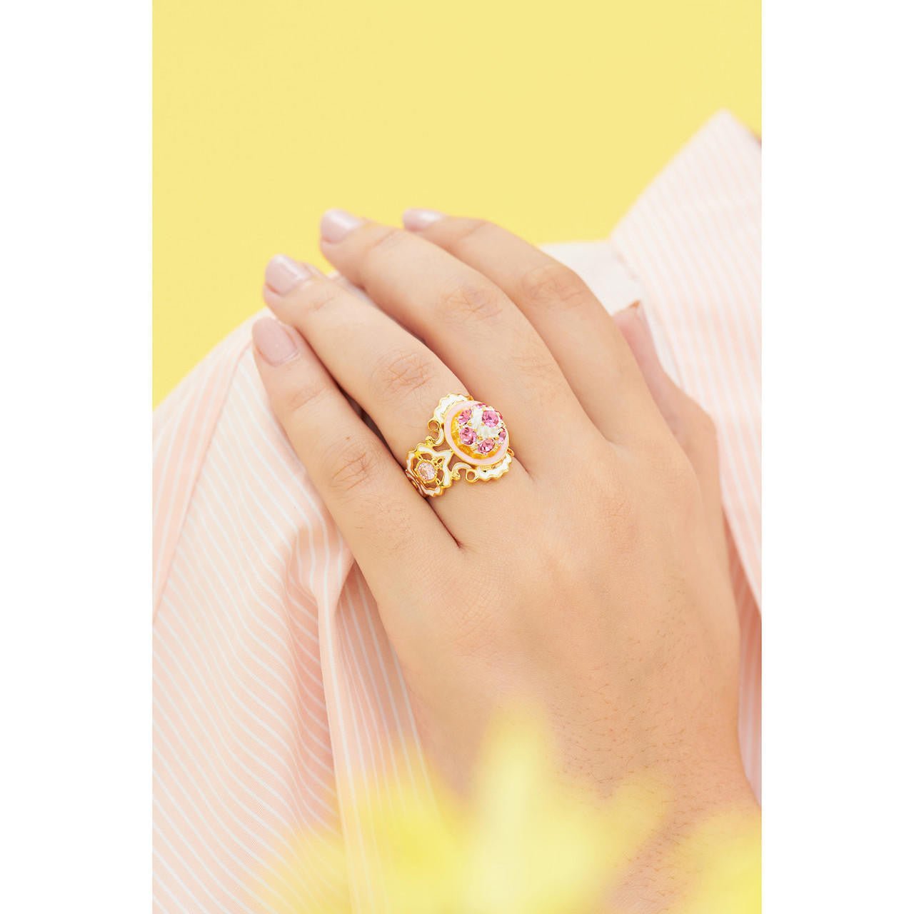 Pink Crystals And Saint Honore Cocktail Rings | ANIP6021 - Les Nereides
