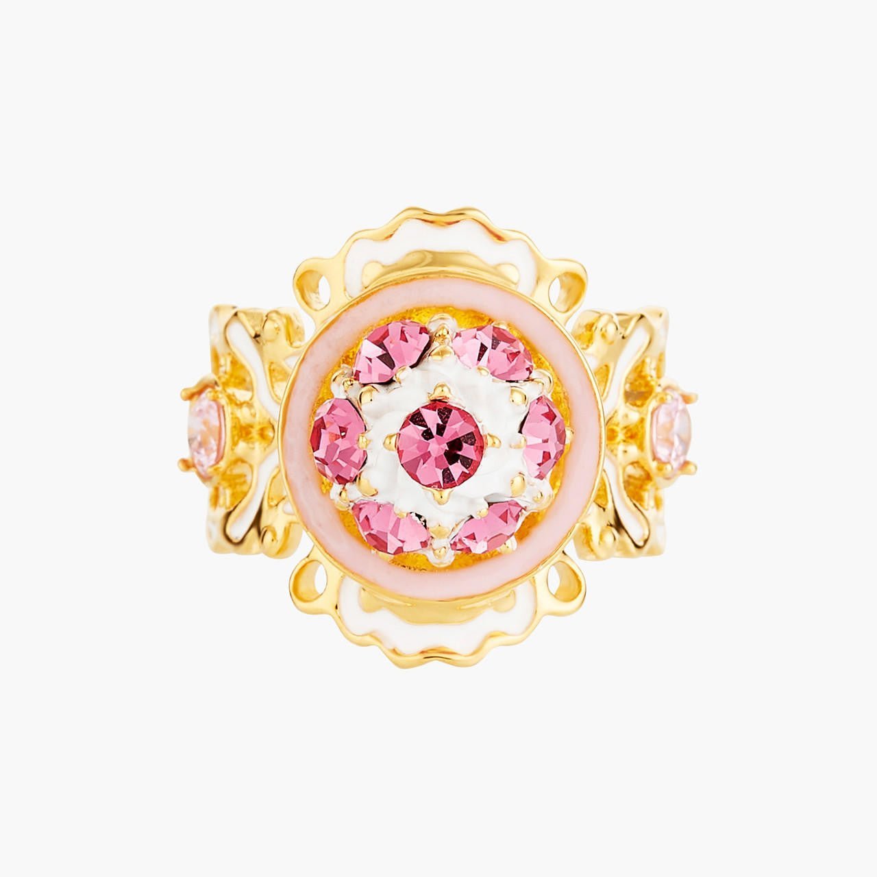 Pink Crystals And Saint Honore Cocktail Rings | ANIP6021 - Les Nereides