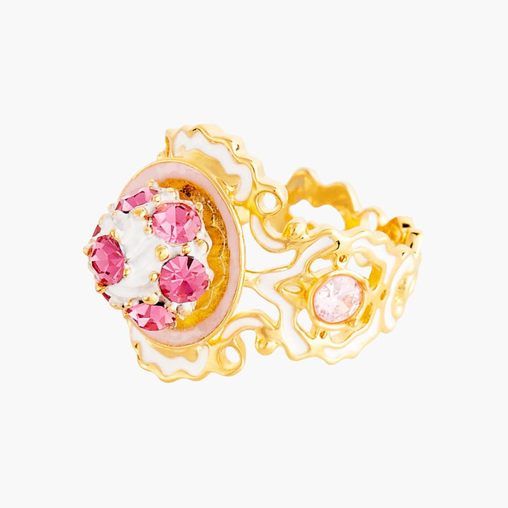 Pink Crystals And Saint Honore Cocktail Rings | ANIP6021 - Les Nereides