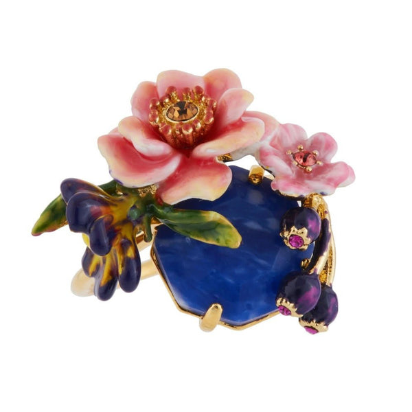 Pink Flowers With Blue Stone 50 Rings | AGHI601/11 - Les Nereides