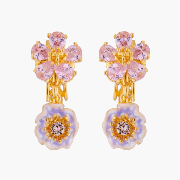 Pink Flowers With Golden Pistil Earrings | AKJV1061 - Les Nereides