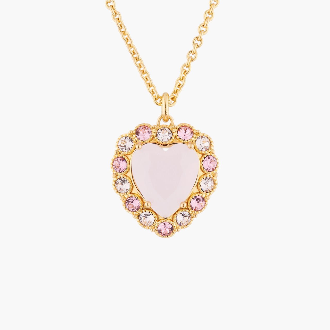 Pink Heart With Crystals Shades Of Pink Pendant Necklace | Akjv3021 - Les Nereides