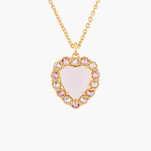 Pink Heart With Crystals Shades Of Pink Pendant Necklace | Akjv3021 - Les Nereides