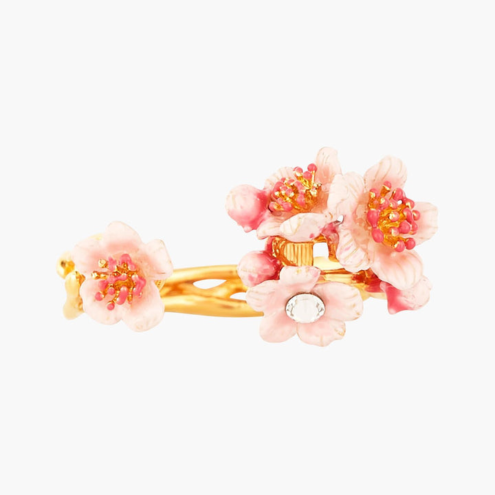 Pink Japanese Cherry Blossom And Golden Branch Adjustable Rings | ANHA6021 - Les Nereides