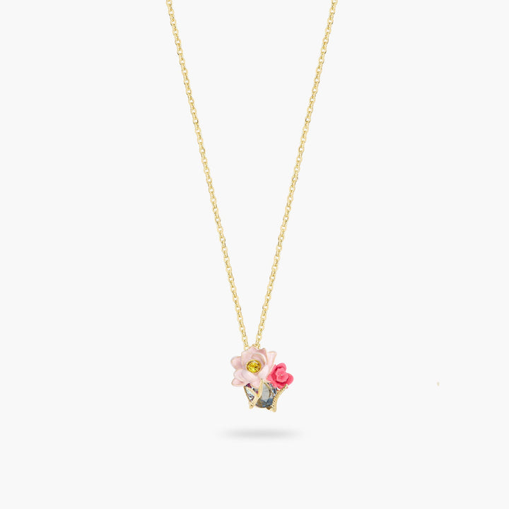Pink lotus and light blue pendant necklace | ASOS3041 - Les Nereides