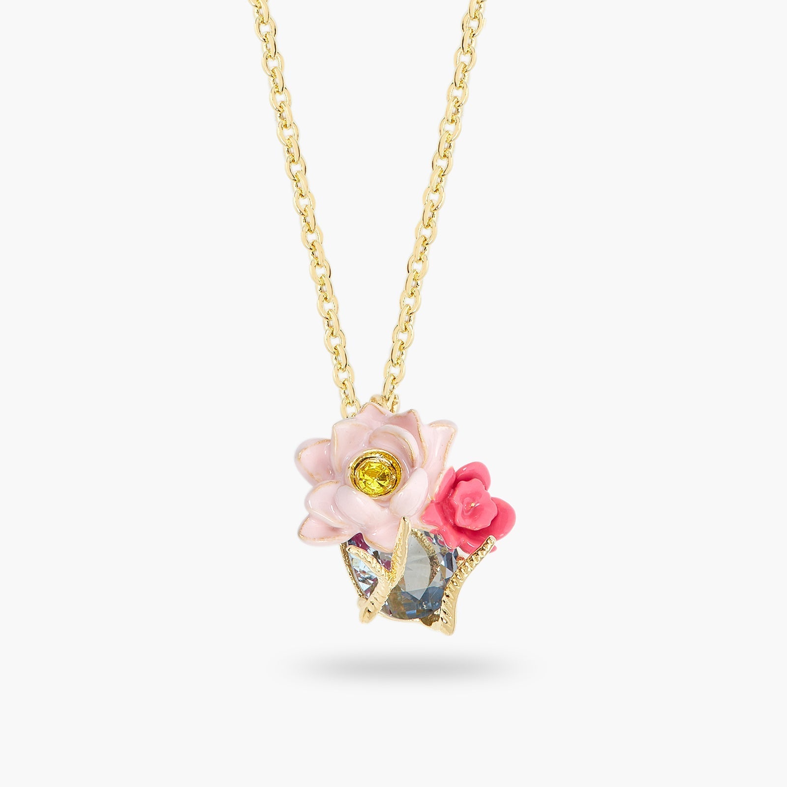 Pink lotus and light blue pendant necklace | ASOS3041 - Les Nereides