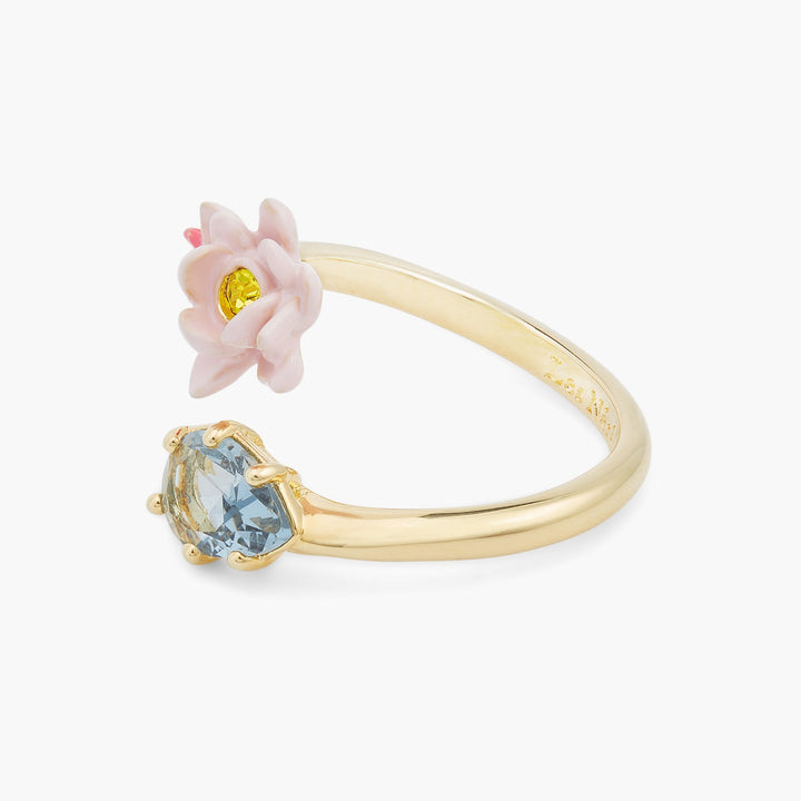 Pink lotus and light blue stone adjustable ring | ASOS6031 - Les Nereides