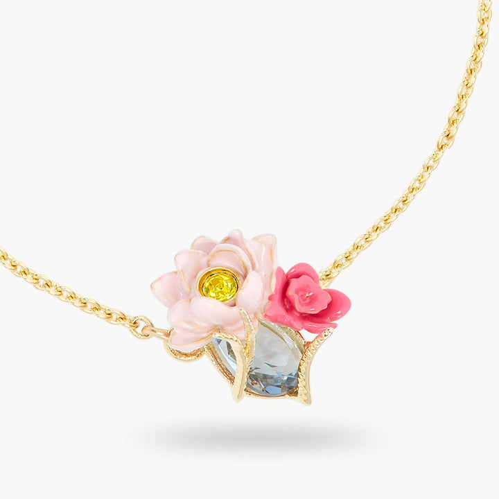 Pink lotus and light blue stone thin bracelet | ASOS2021 - Les Nereides