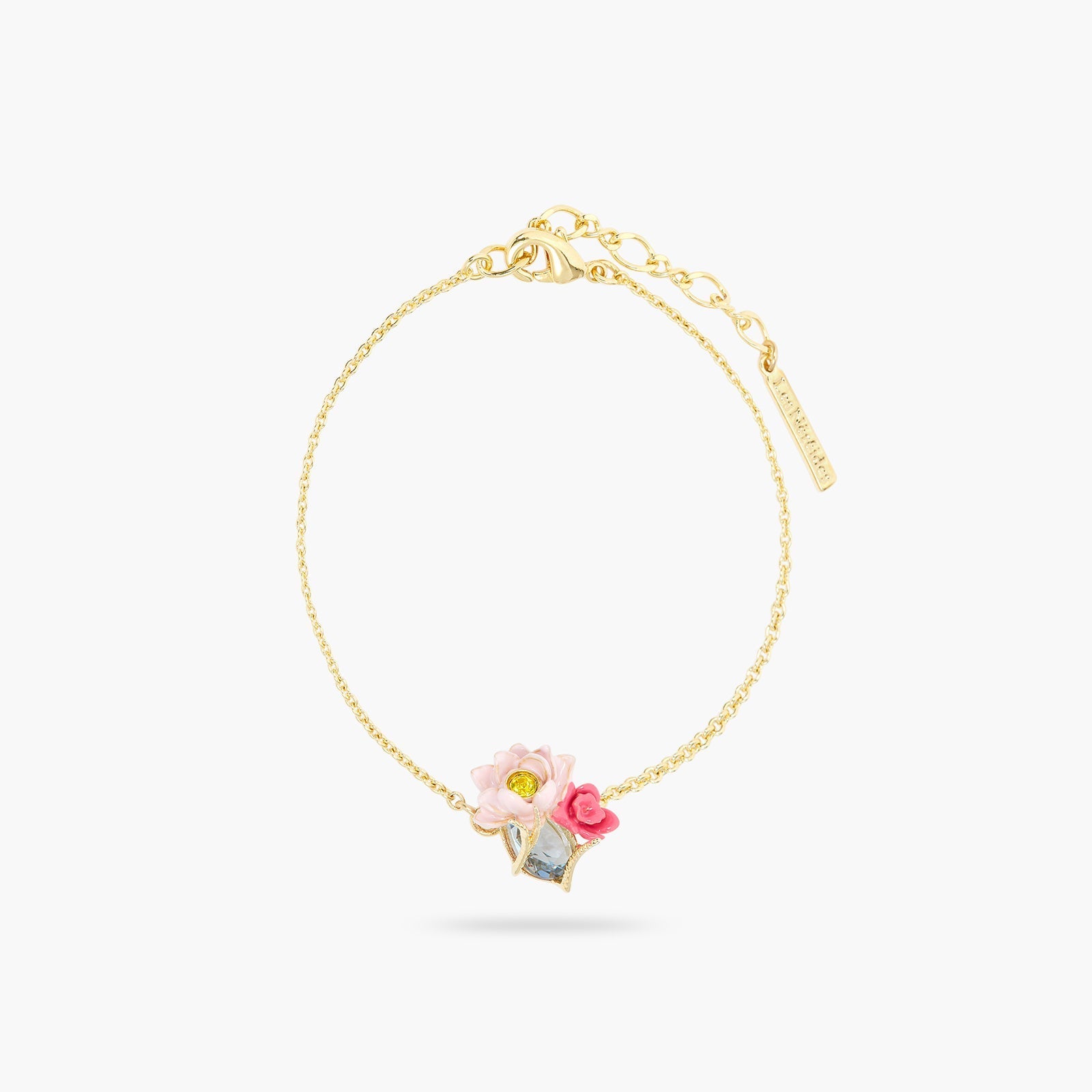 Pink lotus and light blue stone thin bracelet | ASOS2021 - Les Nereides