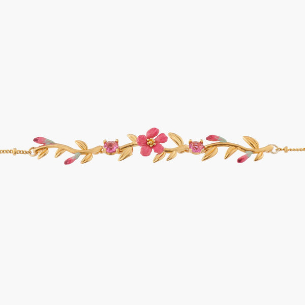 Pink Oleander Flowers And Buds Chain Bracelet | ALPE2031 - Les Nereides