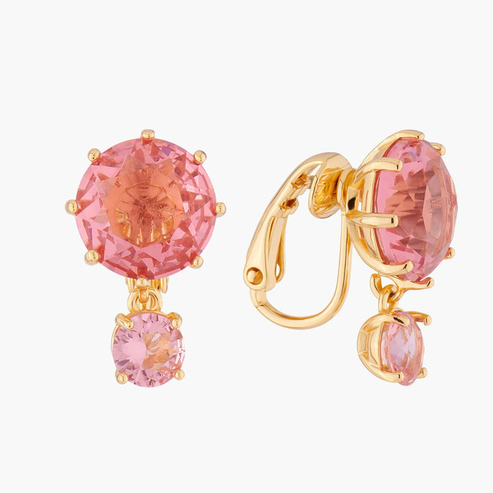 Pink Peach 2 Round Stones La Diamantine Earrings | ALLD1261 - Les Nereides