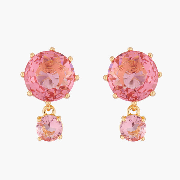 Pink Peach 2 Round Stones La Diamantine Earrings | ALLD1261 - Les Nereides