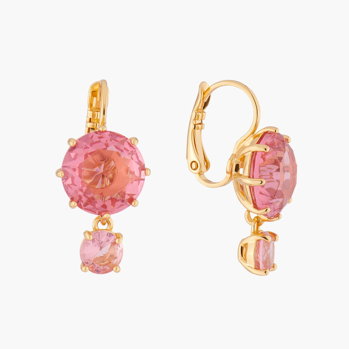 Pink Peach 2 Round Stones La Diamantine Earrings | ALLD1261 - Les Nereides