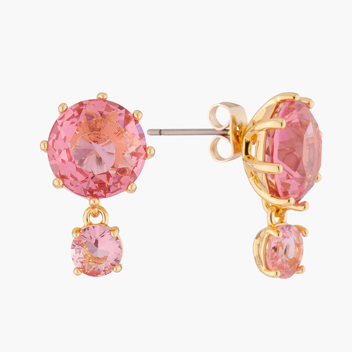 Pink Peach 2 Round Stones La Diamantine Earrings | ALLD1261 - Les Nereides