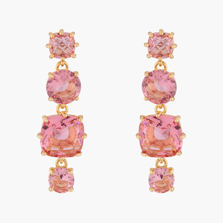 Pink Peach 4 Stones La Diamantine Earrings | ALLD1201 - Les Nereides