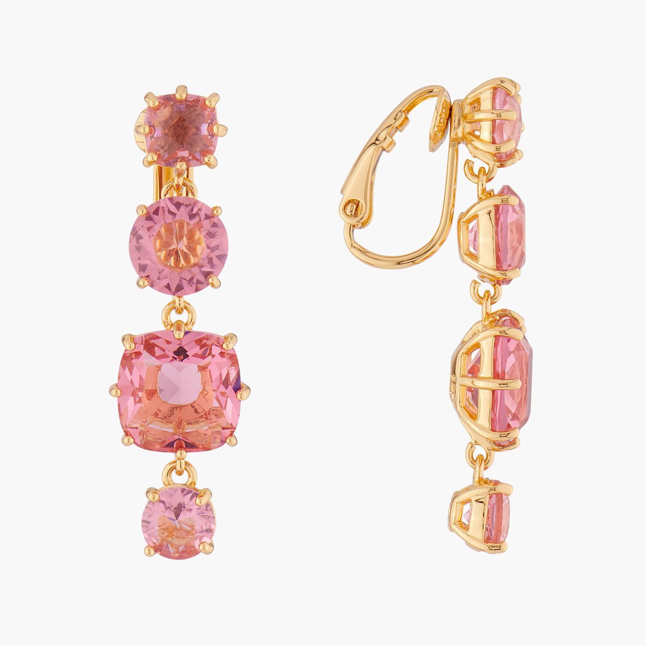 Pink Peach 4 Stones La Diamantine Earrings | ALLD1201 - Les Nereides