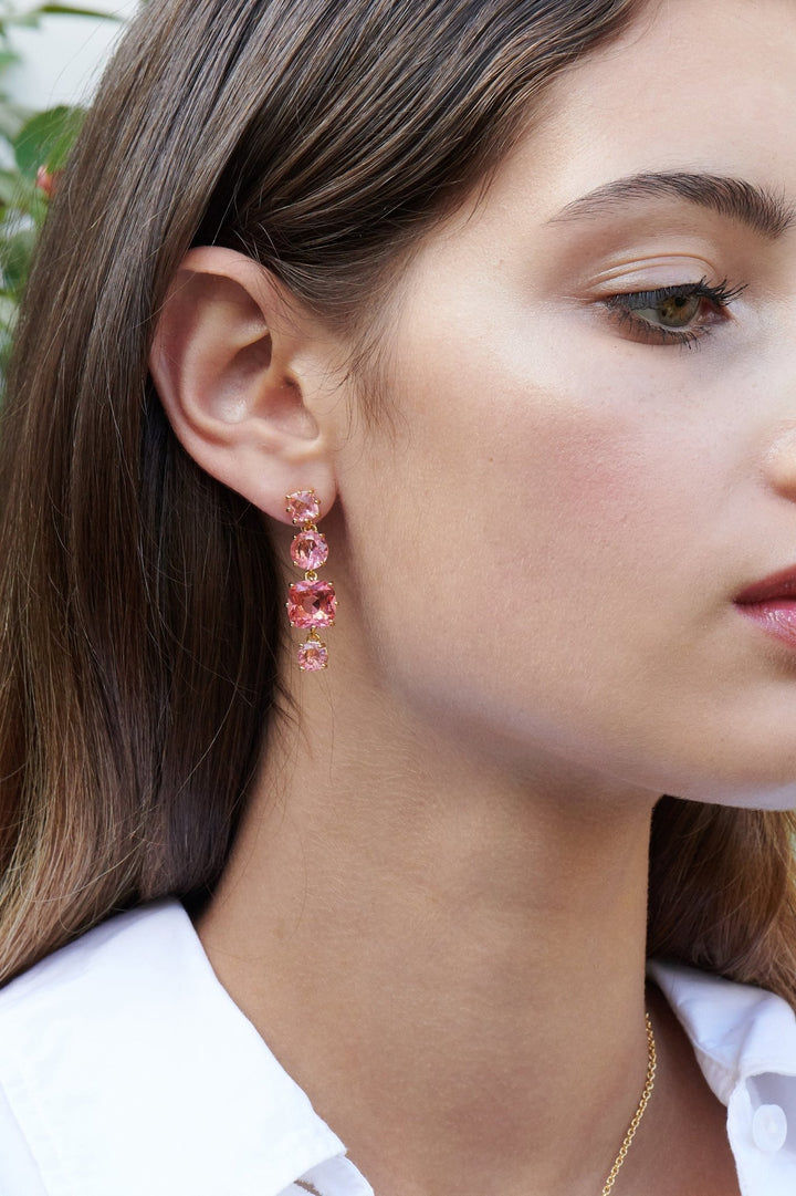 Pink Peach 4 Stones La Diamantine Earrings | ALLD1201 - Les Nereides