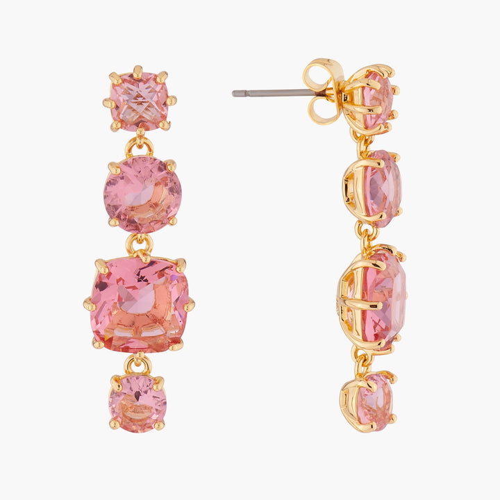 Pink Peach 4 Stones La Diamantine Earrings | ALLD1201 - Les Nereides