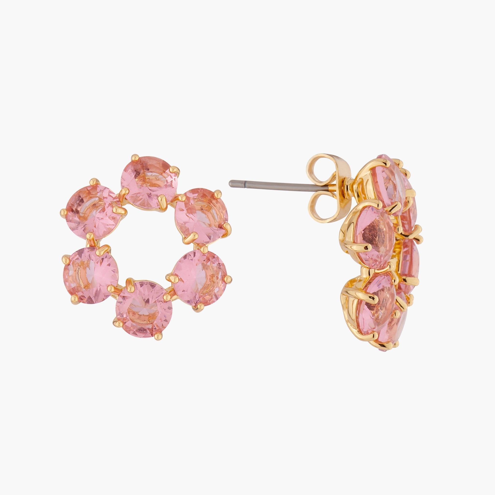 Pink Peach 6 Stones La Diamantine Creoles Earrings | ALLD1421 - Les Nereides
