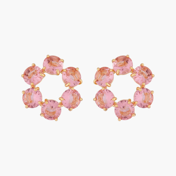 Pink Peach 6 Stones La Diamantine Creoles Earrings | ALLD1421 - Les Nereides