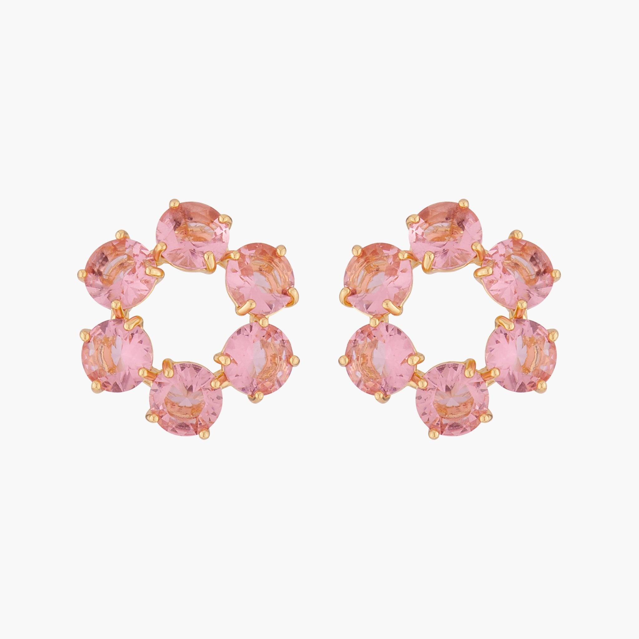 Pink Peach 6 Stones La Diamantine Creoles Earrings | ALLD1421 - Les Nereides