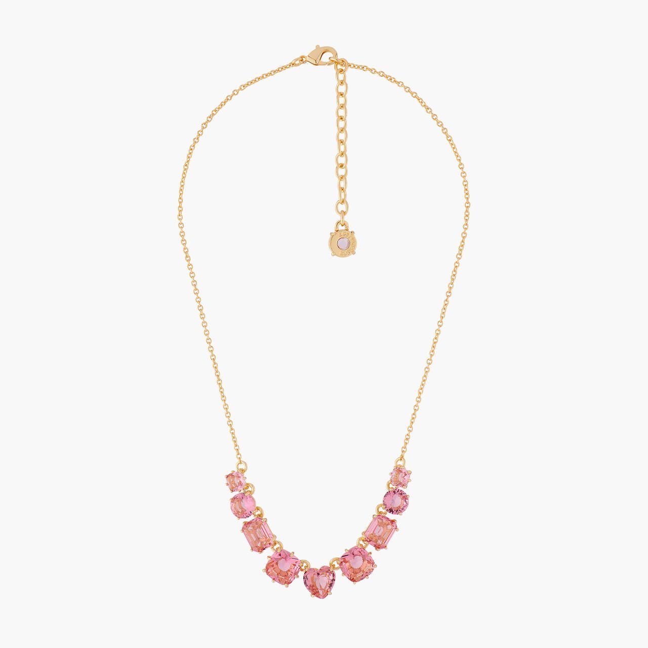 Pink Peach 9 Stones La Diamantine Thin Necklace | ALLD3181 - Les Nereides