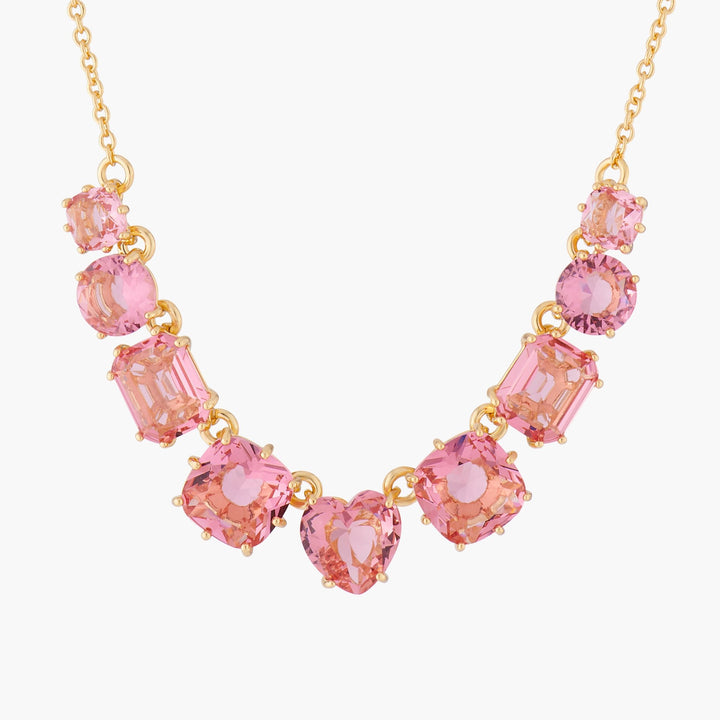 Pink Peach 9 Stones La Diamantine Thin Necklace | ALLD3181 - Les Nereides