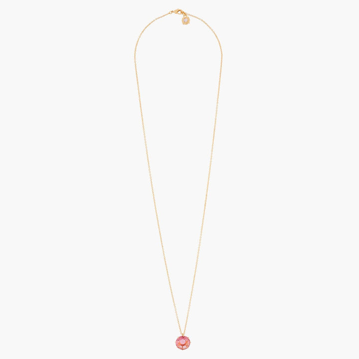 Pink Peach Round Stone La Diamantine Long Necklace | AKLD333 - Les Nereides