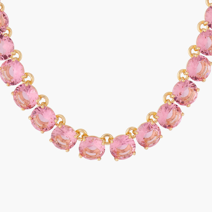 Pink Peach Round Stones La Diamantine Choker Necklace | ALLD3321 - Les Nereides