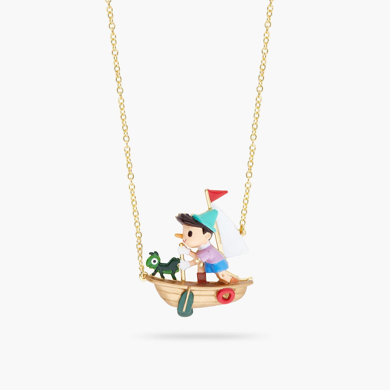 Pinocchio And Cricket On A Boat Necklace | ARPI3071 - Les Nereides