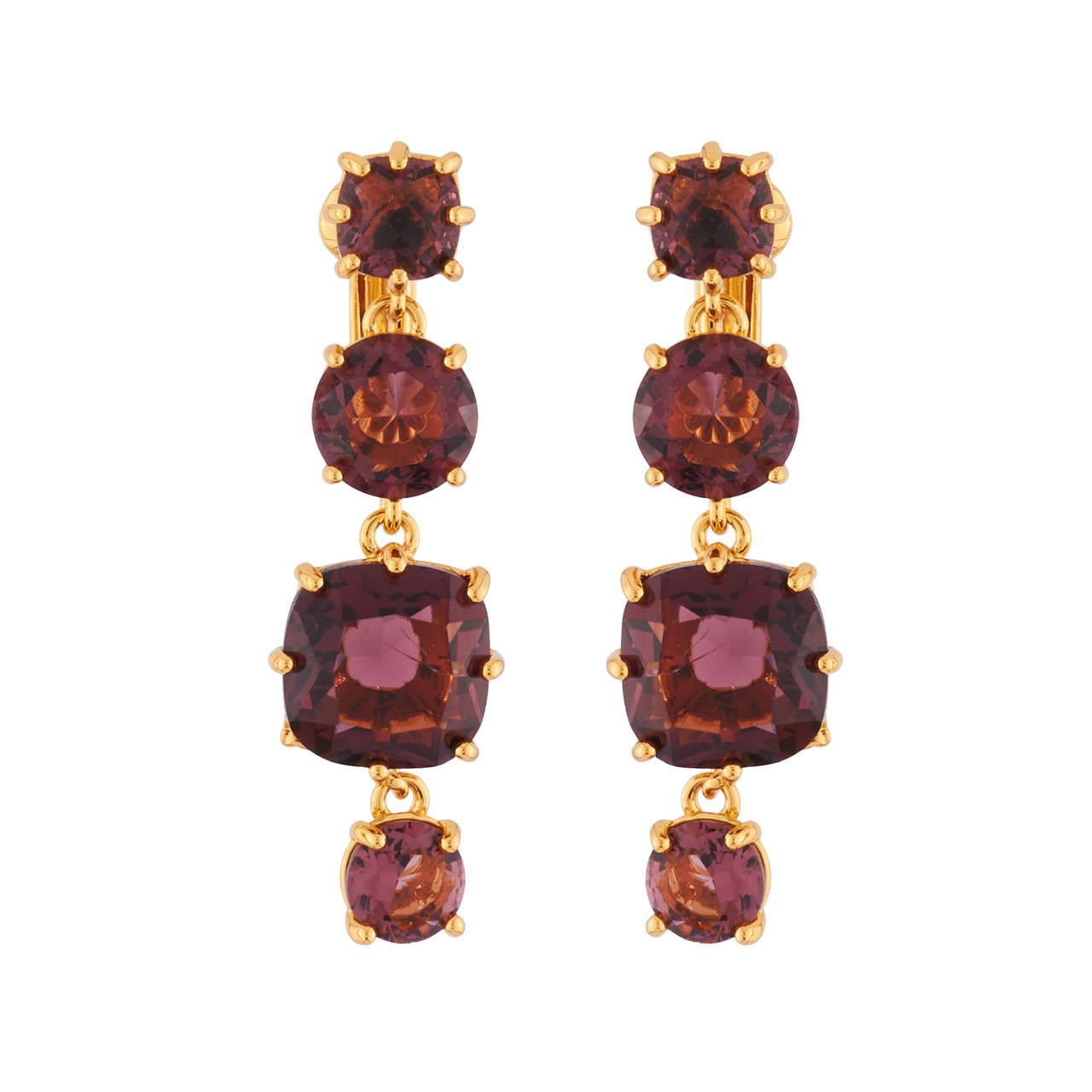 Plum 4 Stones La Diamantine Earrings | AILD120C/1 - Les Nereides