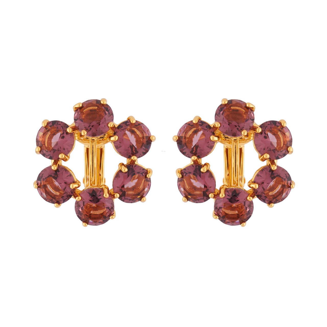 Plum 6 Stones La Diamantine Creoles Earrings | AILD142C/1 - Les Nereides