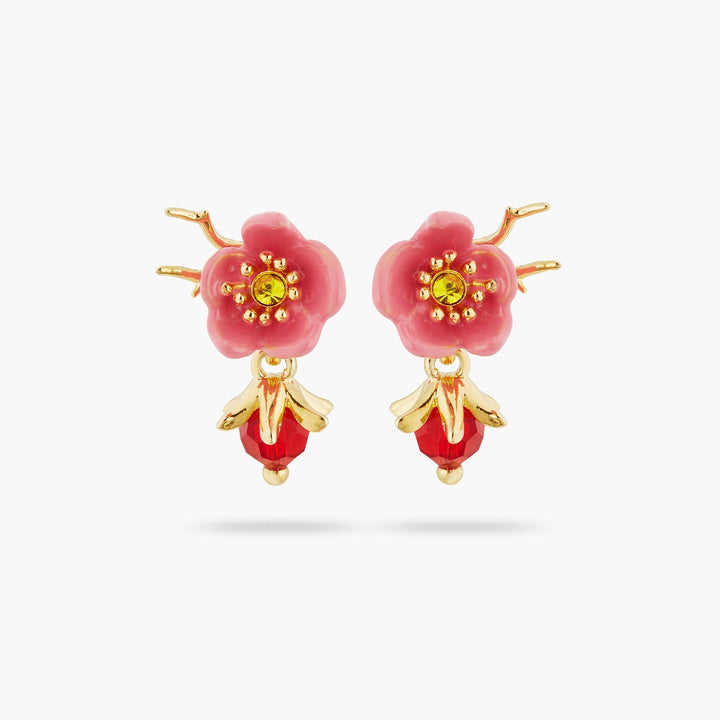 Plum Blossom And Faceted Glass Earrings | ASPL1021 - Les Nereides