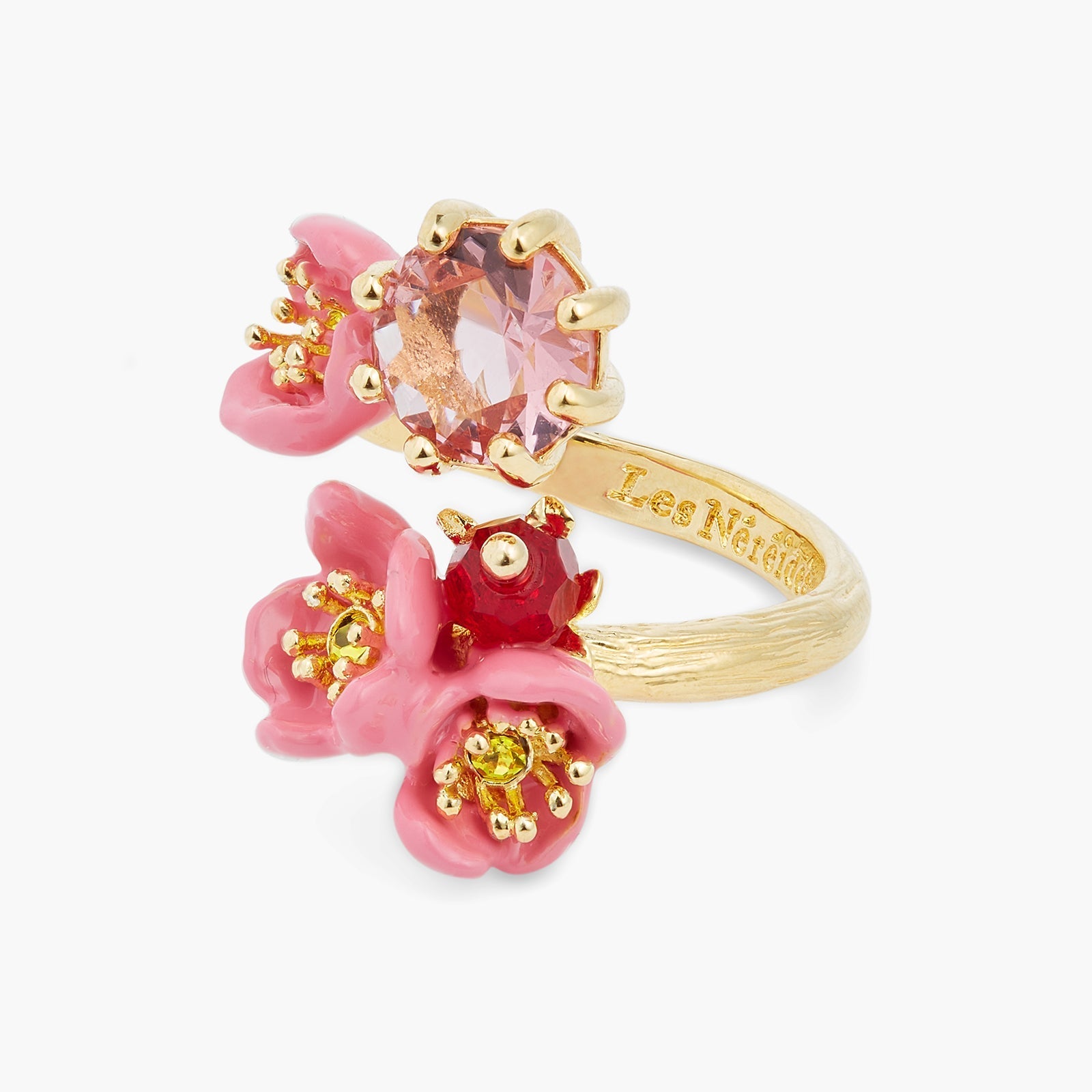 Plum Blossom And Round Stone Adjustable Ring | ASPL6011 - Les Nereides